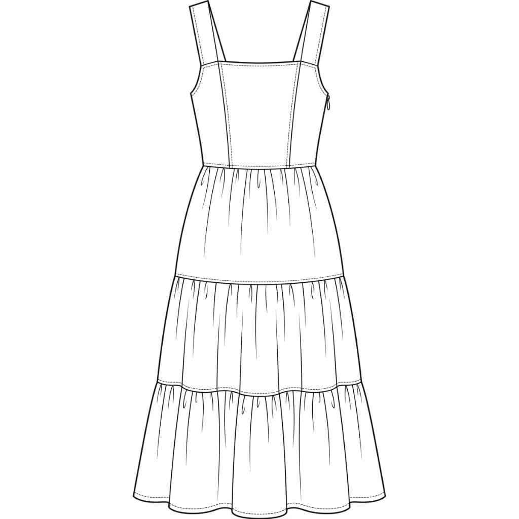 Italian summer resort dress flat sketch
