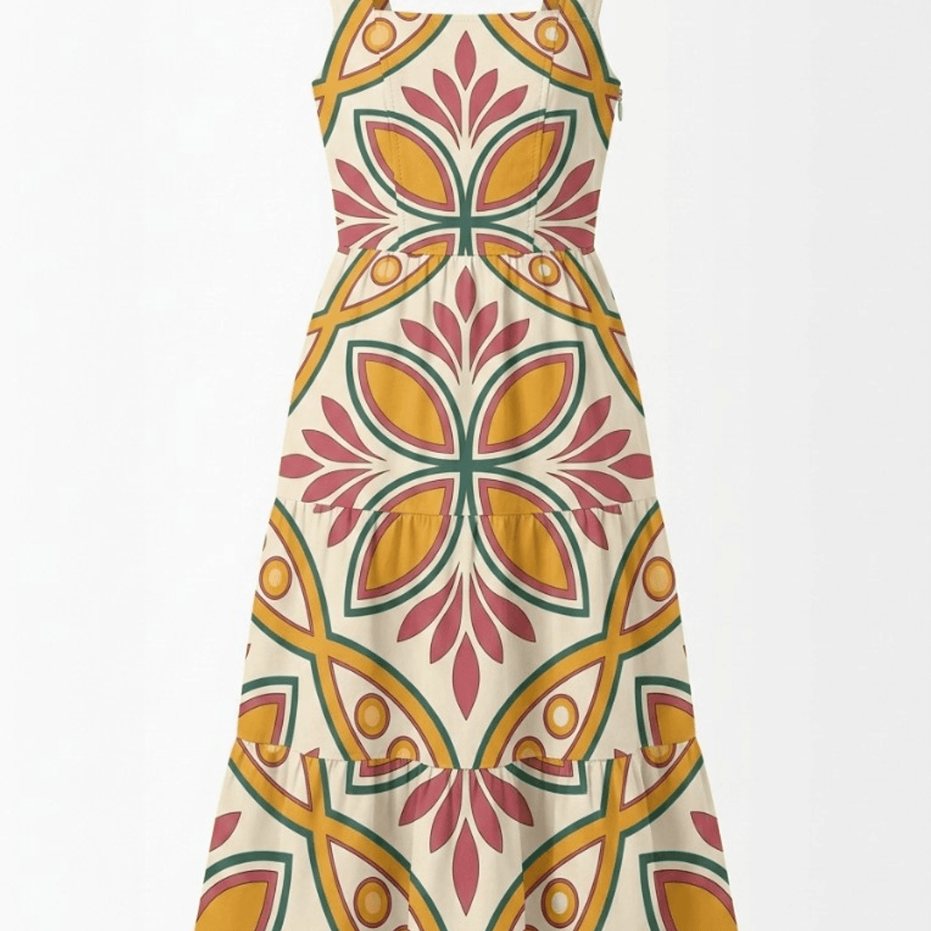 Italian summer resort dress coloured sketch