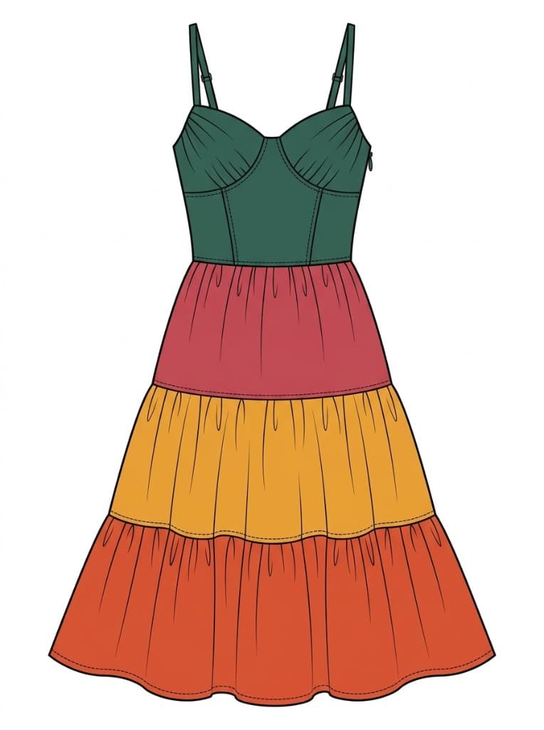 Poplin sundress coloured sketch