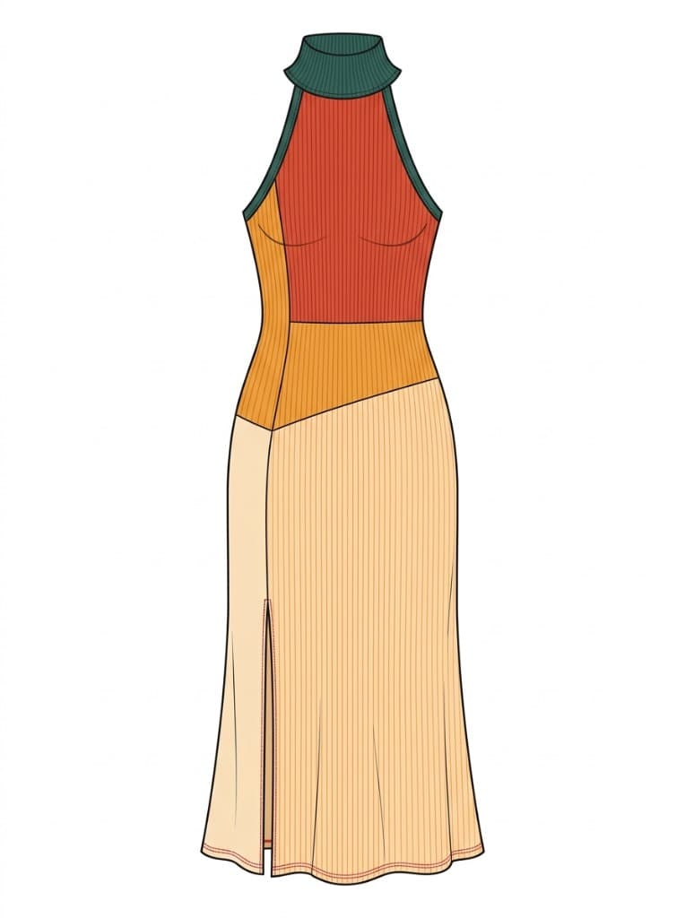 Rib knit midi coloured sketch