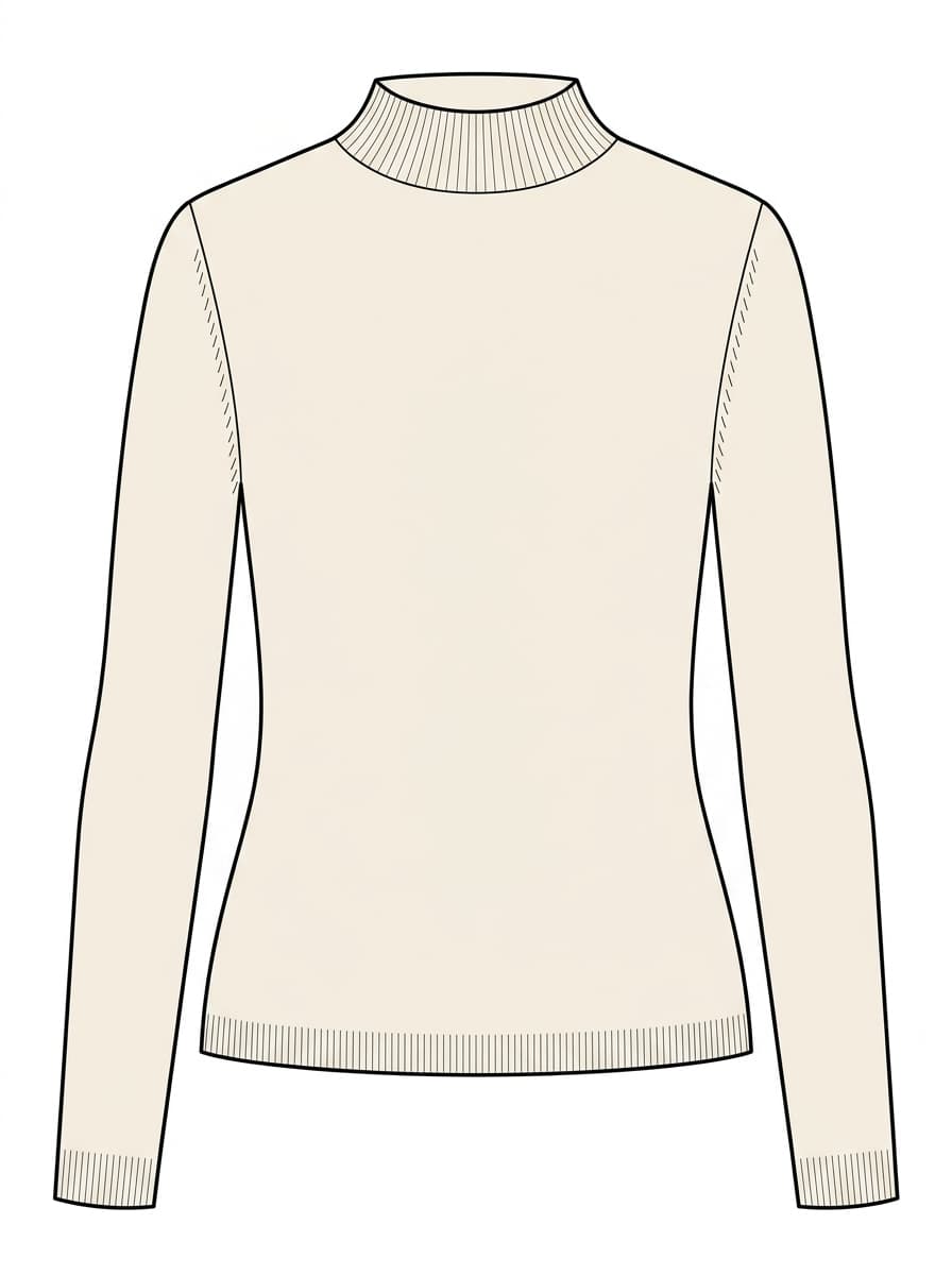 Ivory funnel-neck knit top coloured sketch