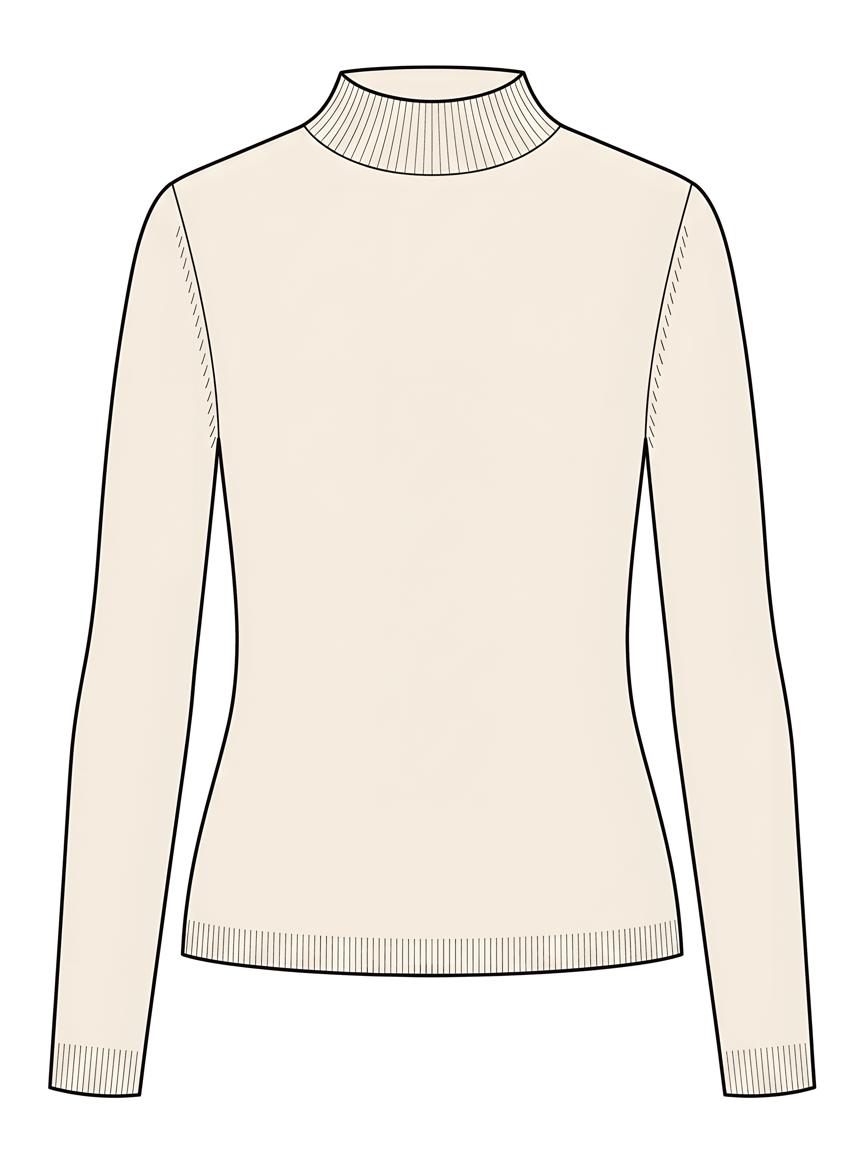 Ivory funnel-neck knit sketch