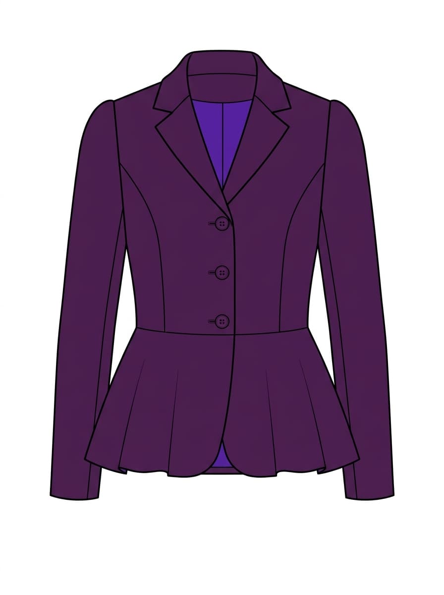 Plum peplum jacket coloured sketch