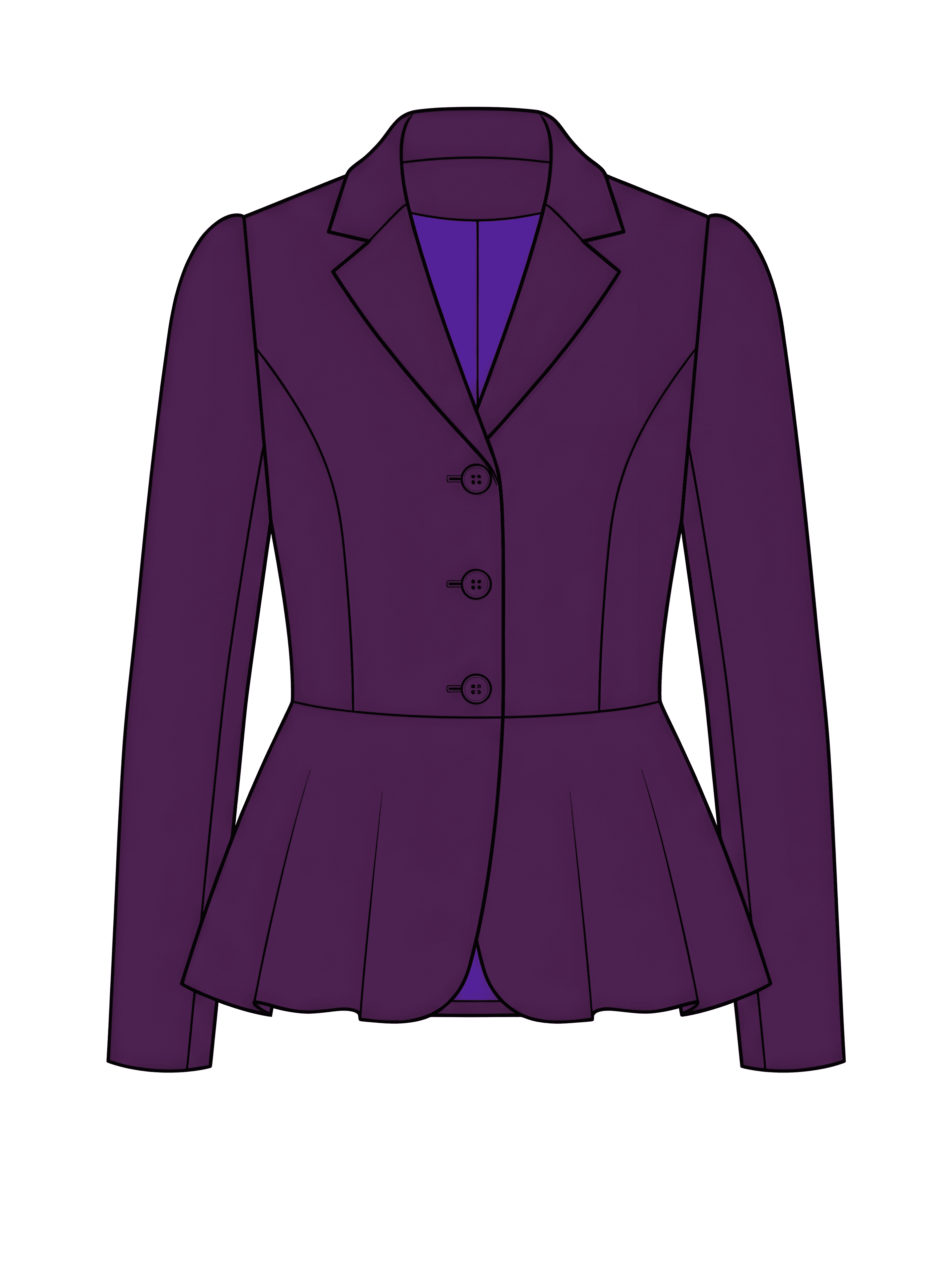 Plum wool peplum jacket sketch