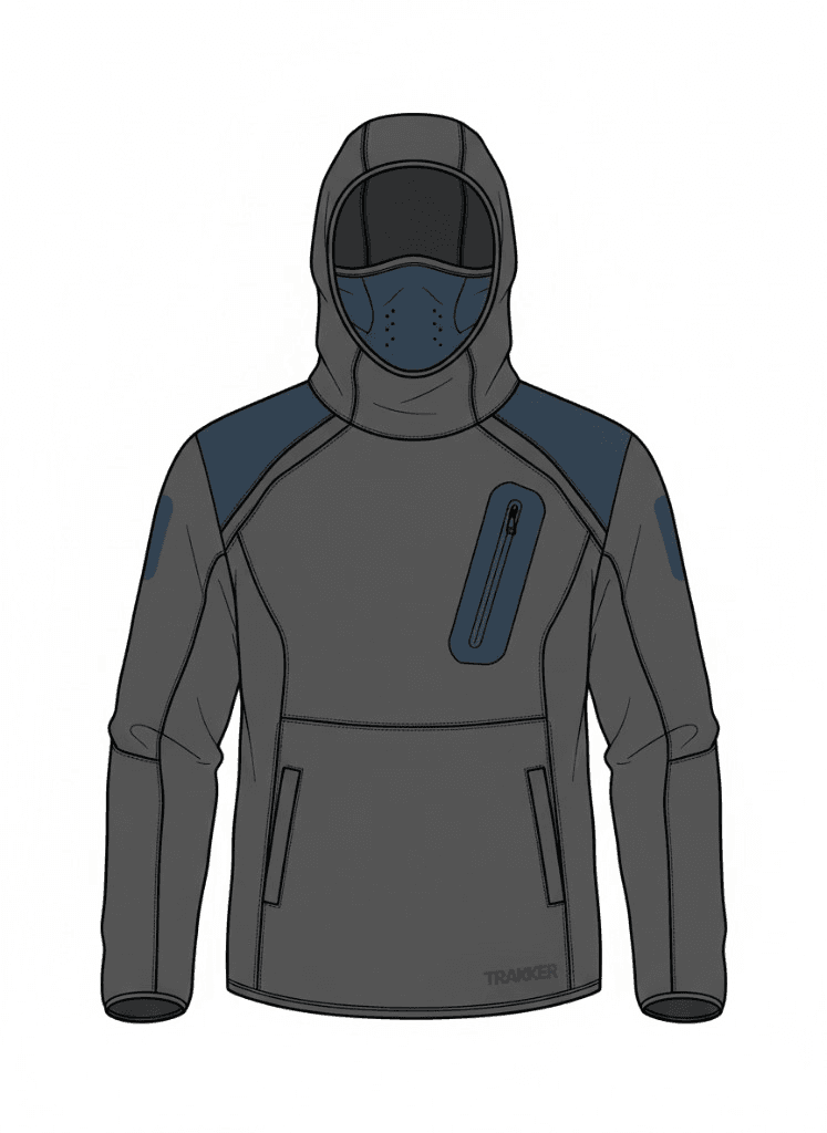 Technical flat of a sherpa fleece hoodie
