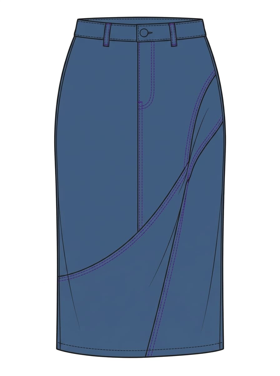 Washed denim skirt sketch