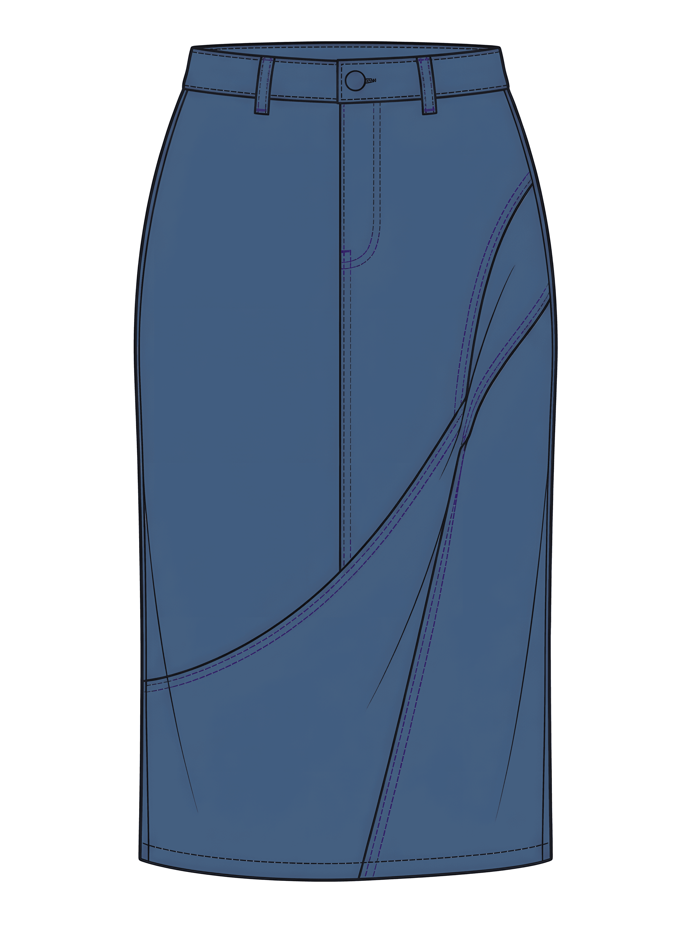Washed denim skirt sketch