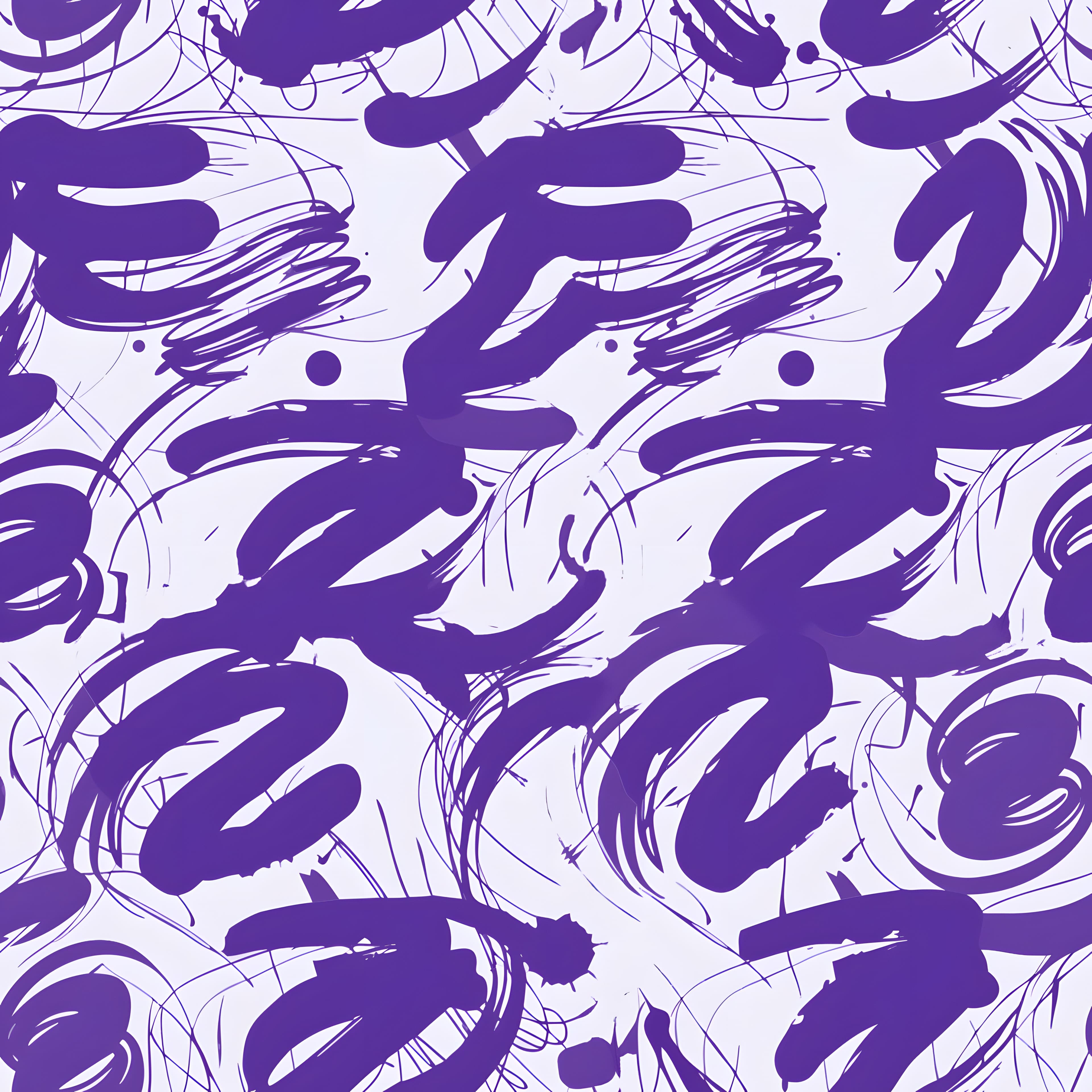 An abstract brush-stroke print in violet on ivory