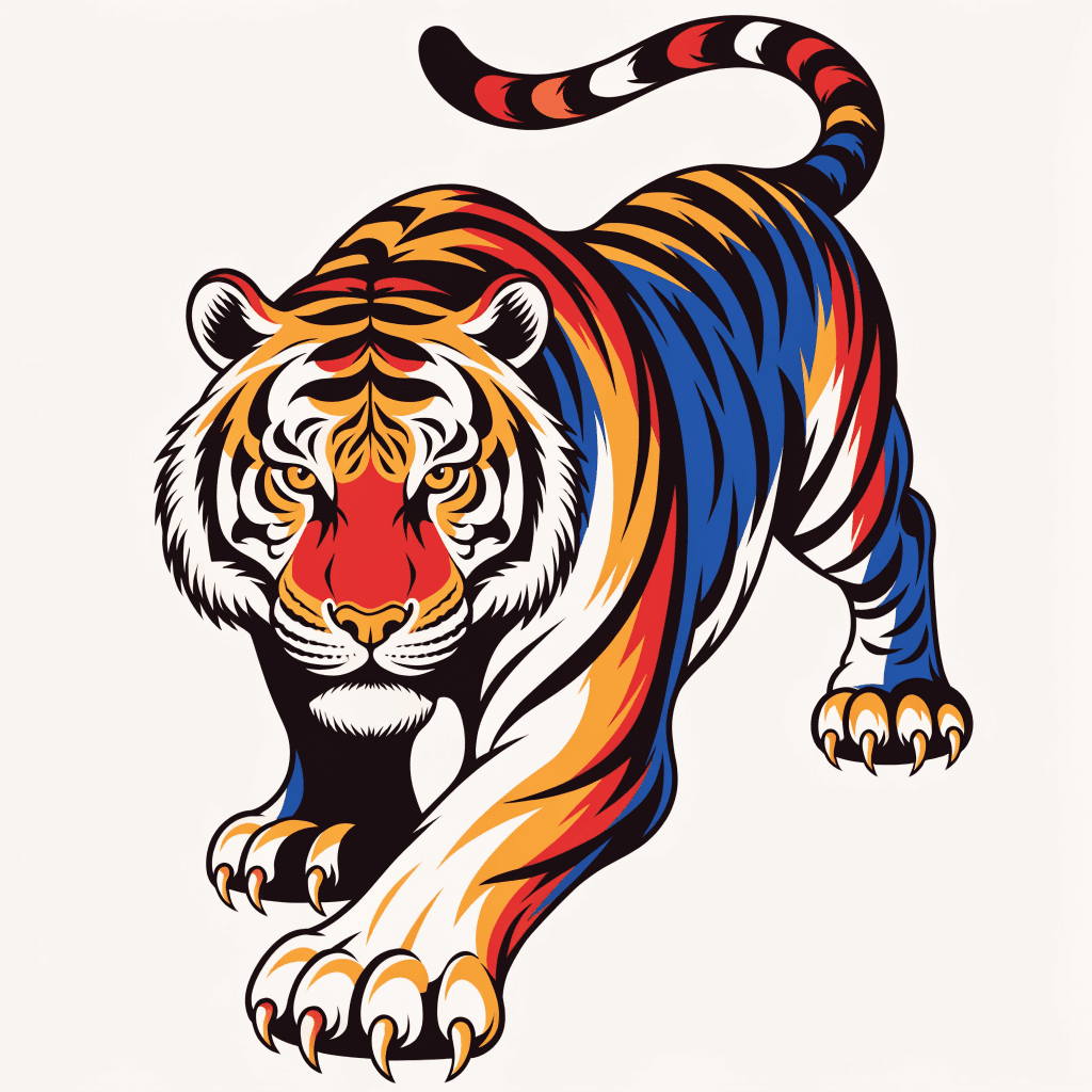 Stylised crouching tiger placement graphic