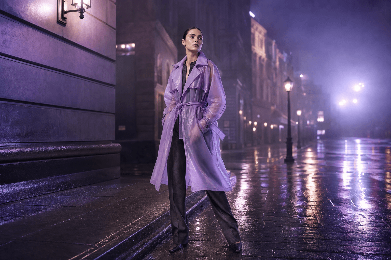 Mockup on an urban night purple scene