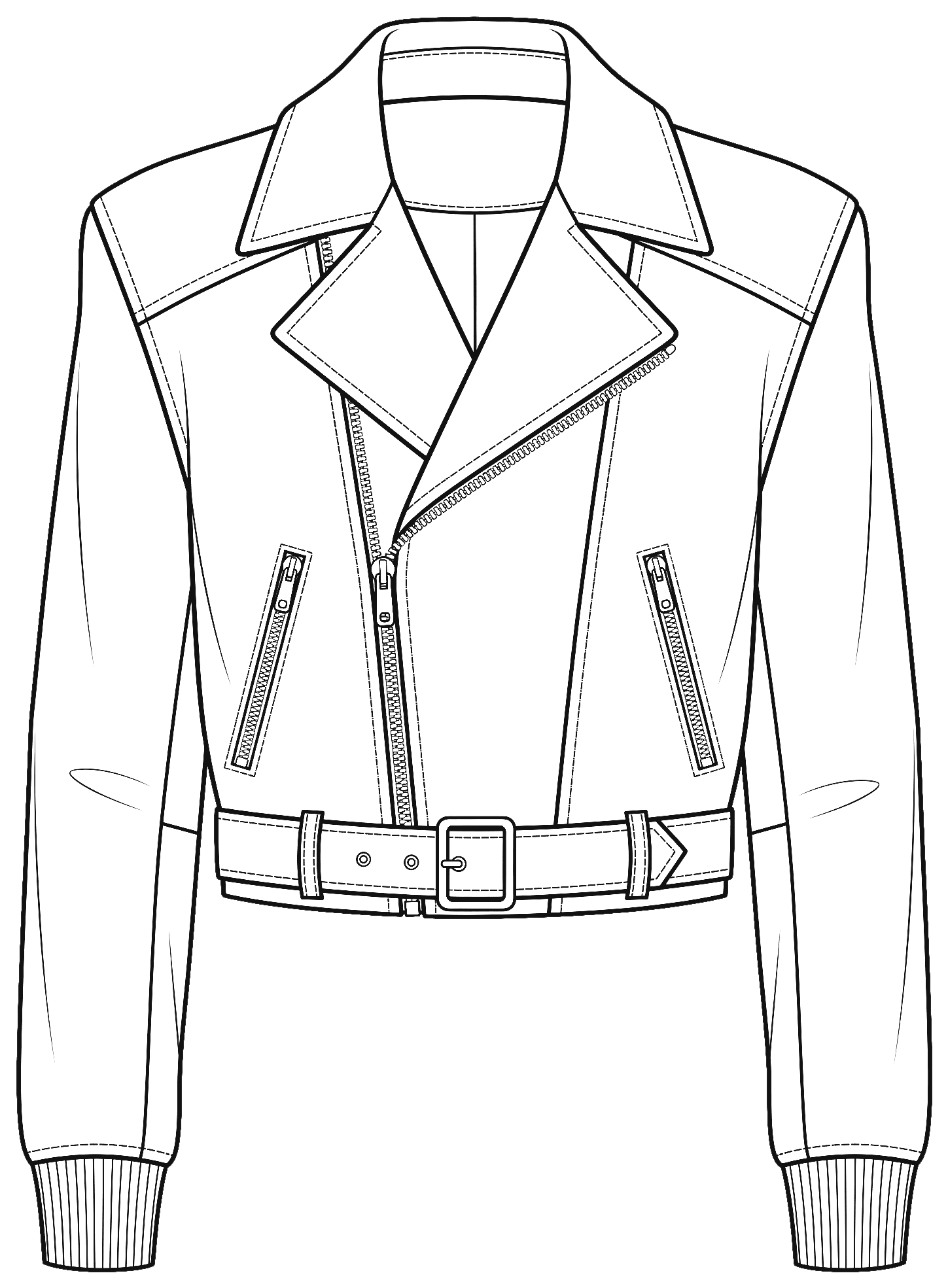 Line drawing of the cropped pilot jacket