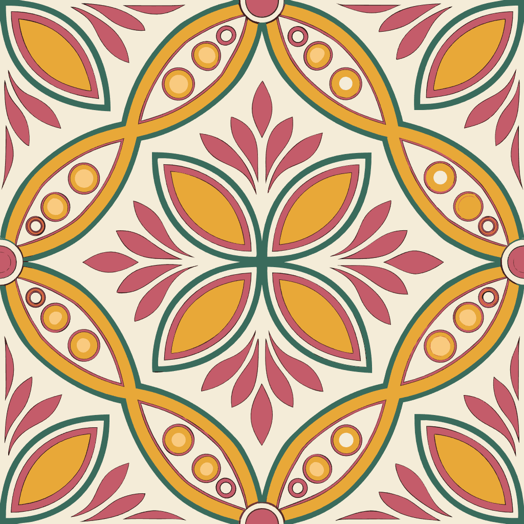 Seamless Majolica tile AOP print