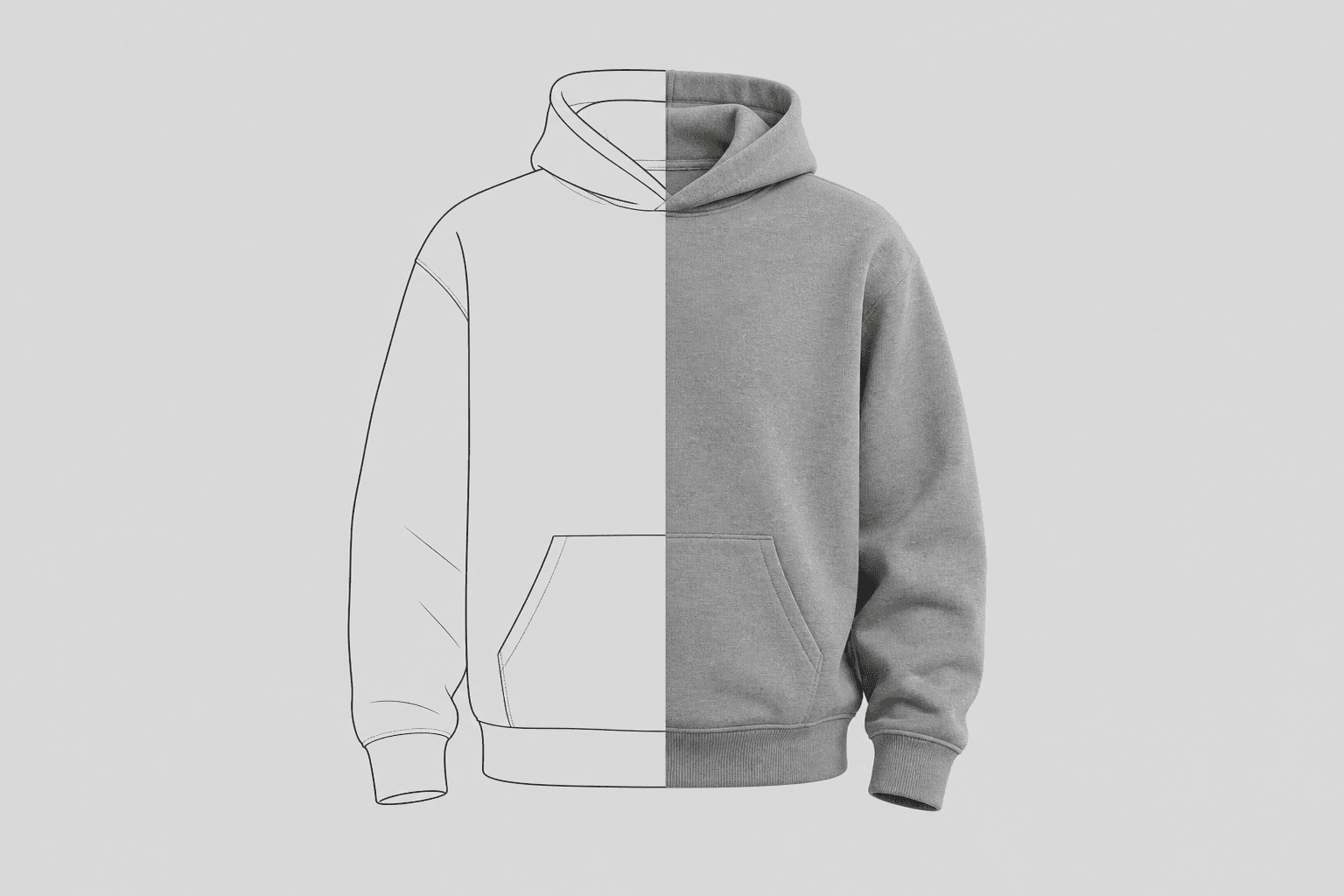 Tech pack blueprint infographic for a startup clothing brand showing technical flats and size specs